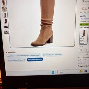 Chic Tan knee high chunky Heeled Boots for Women